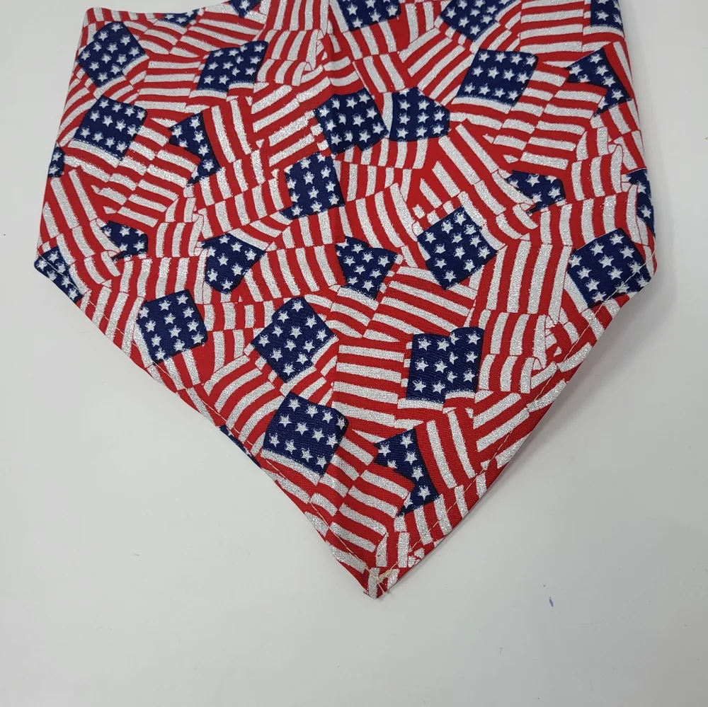 Small Pet Bandana‎ USA Flag Patriotic 4th of July New Shimmer